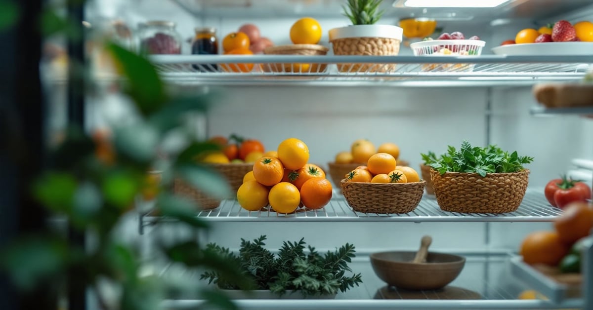Aimants colorés disposés sur la porte d'un réfrigérateur moderne – aimants sur le frigo le saviez-vous